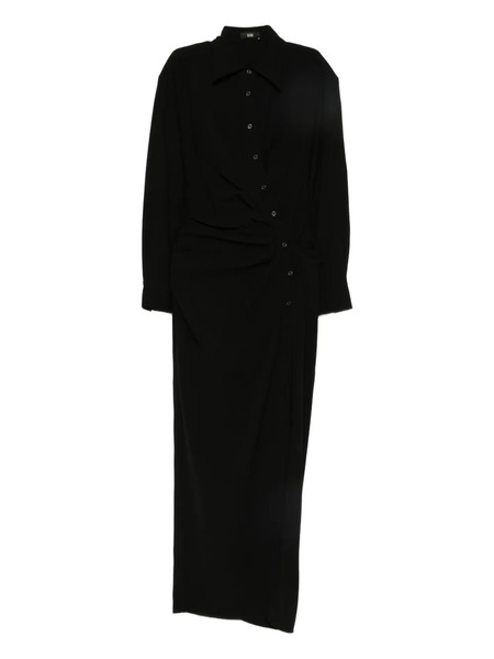  Eleh Buttoned Draped Dress - Black 