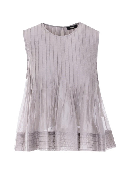 Eleh Pleated Round-neck Top - Grey 