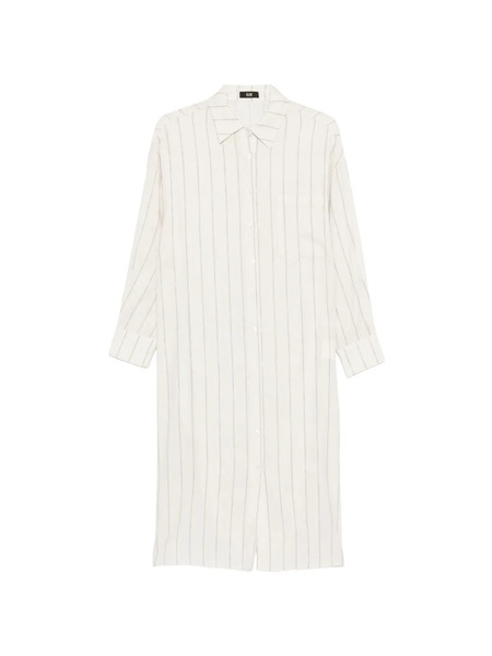  Eleh Striped-pattern Chest-pocket Midi Shirt Dress - Neutrals 
