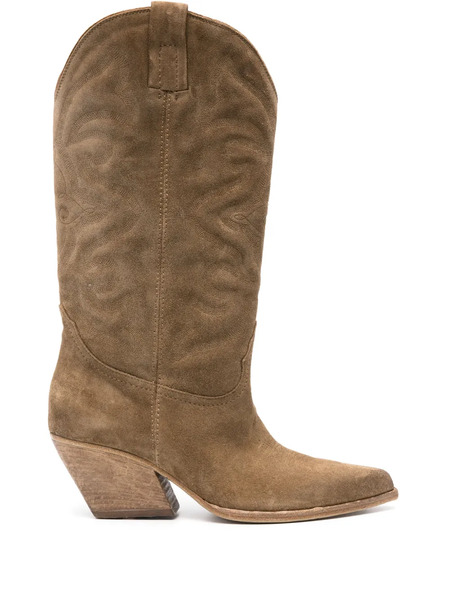  Elena Iachi Embroidered Suede Knee-high Boots - Brown 