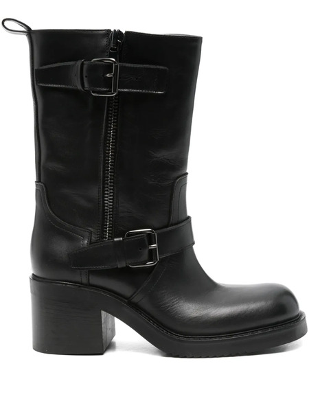  Elena Iachi Leather Zip Boots - Black 