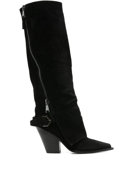  Elena Iachi 75mm Leather Knee-high Boots - Black 