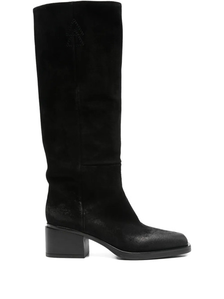 Elena Iachi 60mm Suede Knee-high Boots - Black 