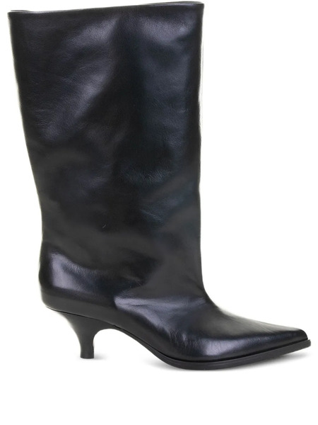  Elena Iachi Pointed-toe Leather Boots - Black 
