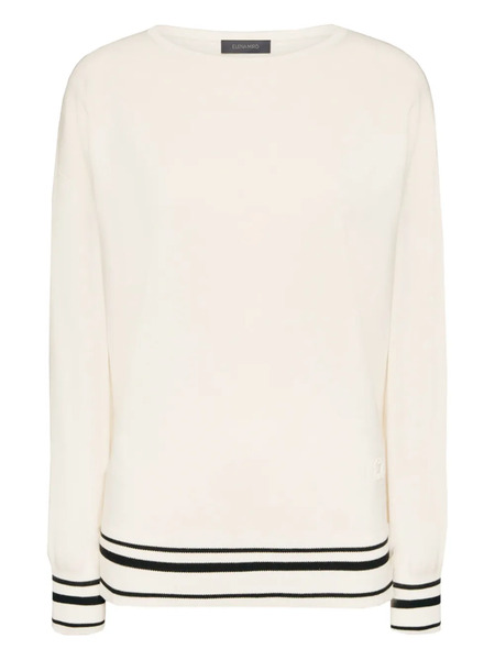  Elena Miro` Boat-neck Striped Sweater - White 