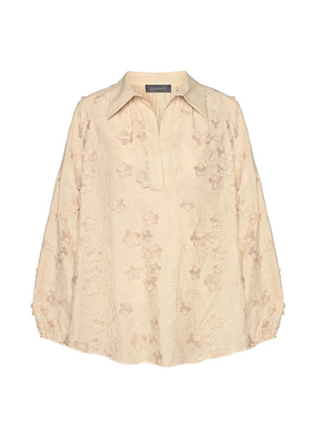  Elena Miro` Cotton Voile Blouse - Neutrals 