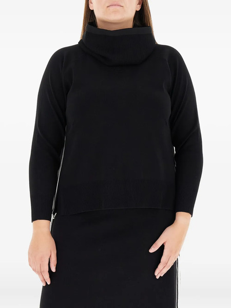  Elena Miro` Cowl-neck Side-stripe Sweater - Black 