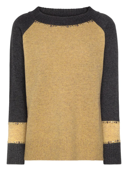  Elena Miro` Embellished Panelled Knitwear - Yellow 