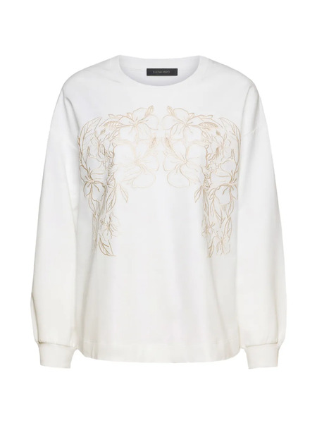  Elena Miro` Embroidered Cotton Sweatshirt - White 