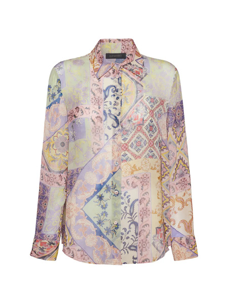  Elena Miro` Floral Patchwork Shirt - Purple 