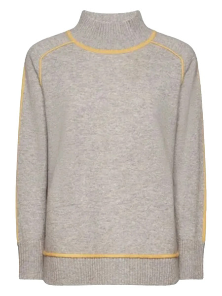  Elena Miro` High-neck Contrast-detail Sweater - Grey 