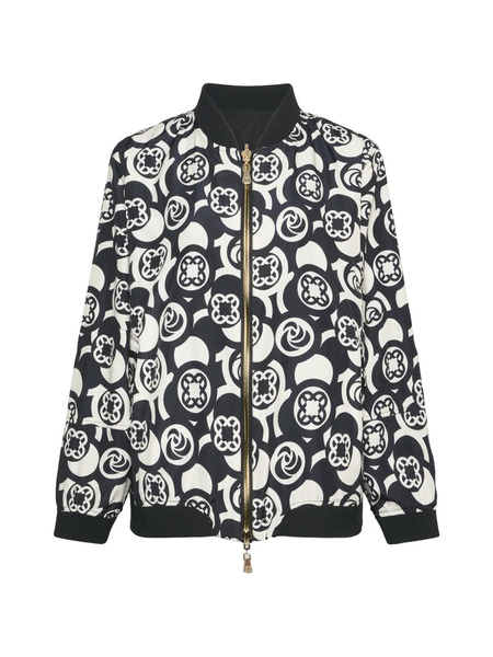  Elena Miro` Monogram-pattern Reversible Jacket - Black 