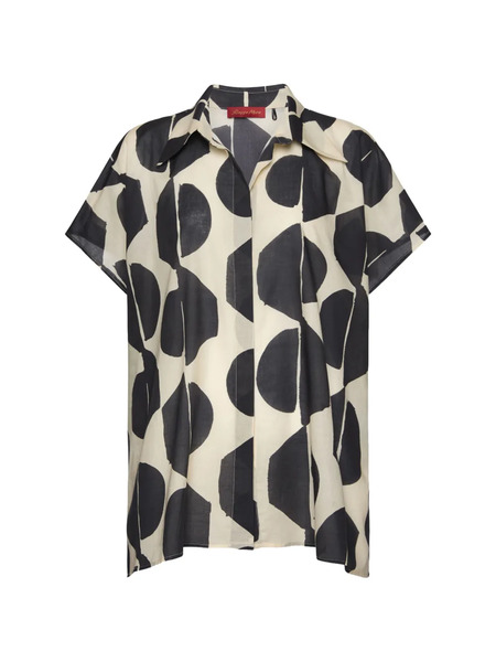  Elena Miro` Printed Cotton Muslin Shirt - Neutrals 