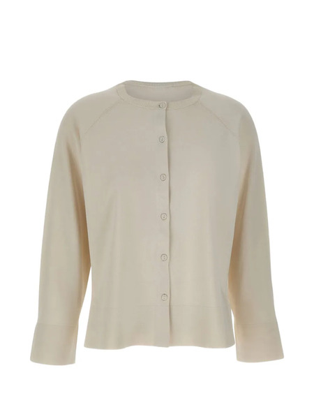  Elena Miro` Ribbed-trims Buttoned Cardigan - Neutrals 