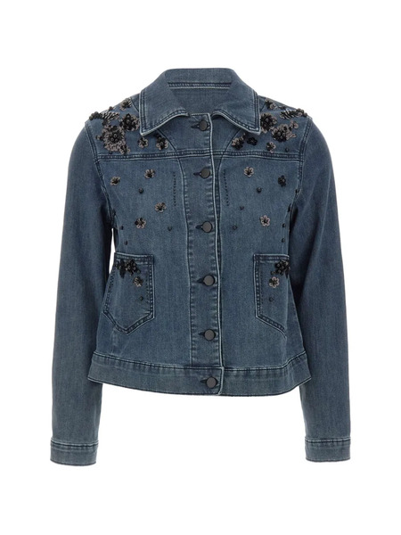  Elena Miro` Sequin-embellished Denim Jacket - Blue 