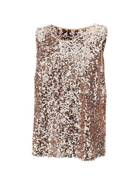  Elena Miro` Sequin Round-neck Top - Gold 