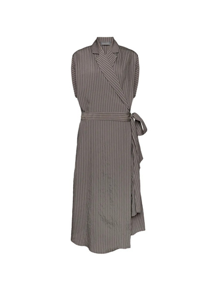  Elena Miro` Striped Wrap Dress - Grey 