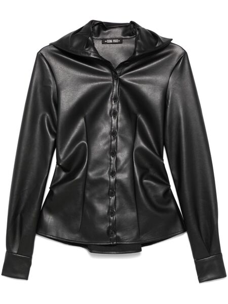  Elena Velez Faux-leather Shirt - Black 
