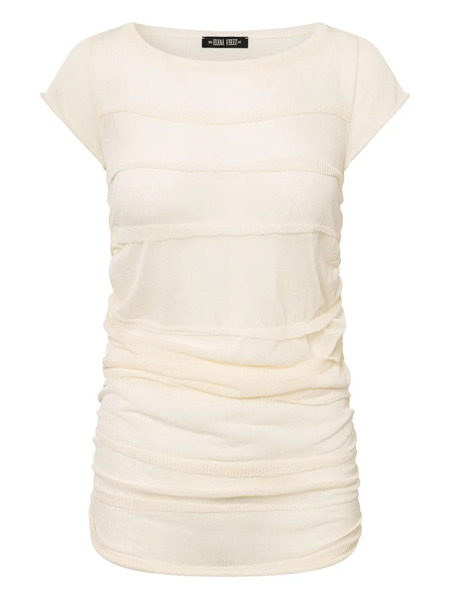  Elena Velez Ruched T-shirt - Neutrals 