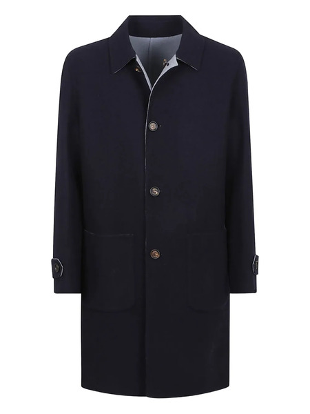  Eleventy Buttoned Patch-pocket Coat - Blue 