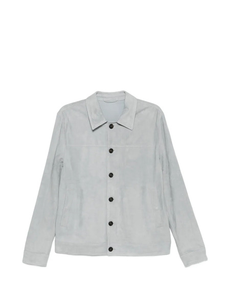  Eleventy Buttoned Suede Jacket - Blue 