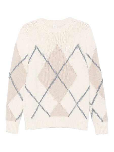  Eleventy Diamond-pattern Crew-neck Sweater - Neutrals 