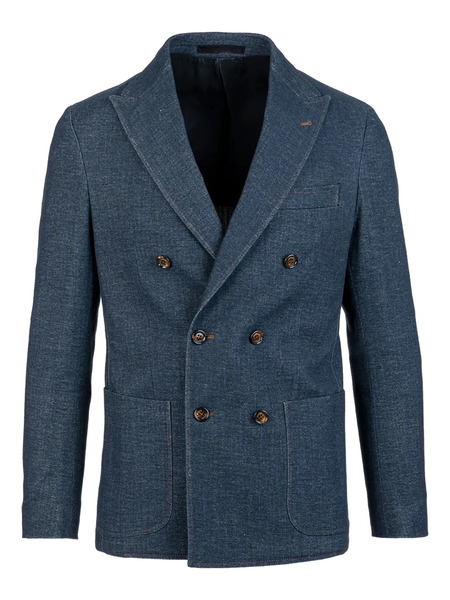  Eleventy Double-breasted Cotton Suit - Blue 