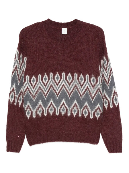  Eleventy Fairisle-pattern Crew-neck Sweater - Red 