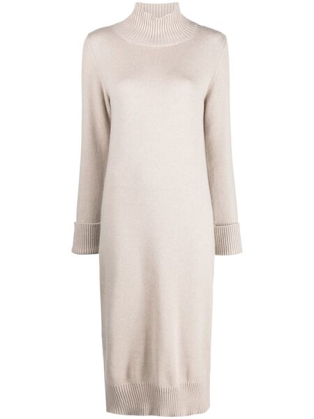  Eleventy Funnel-neck Knitted Midi Dress - Neutrals 