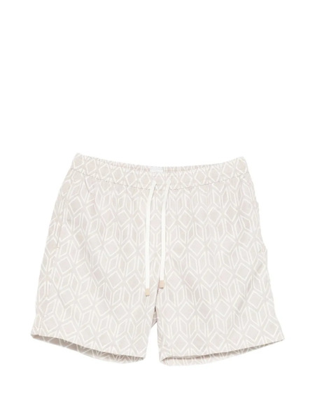  Eleventy Geometric-pattern Beach Shorts - Neutrals 