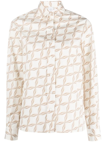  Eleventy Geometric-print Cotton Shirt - White 