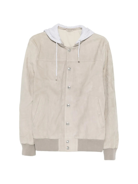  Eleventy Hooded Suede Jacket - Neutrals 