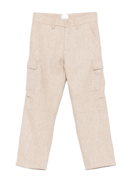  Eleventy Kids Herringbone-pattern Cargo Trousers - Neutrals 