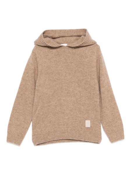  Eleventy Kids Hooded Wool Sweater - Neutrals 