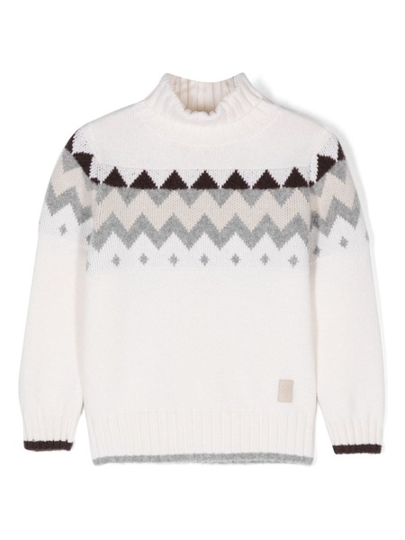  Eleventy Kids Intarsia-knit Sweater - Neutrals 