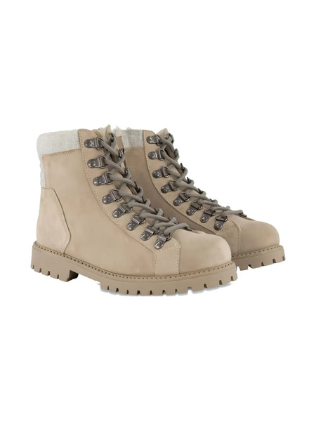  Eleventy Kids Lace-up Shearling Boots - Neutrals 