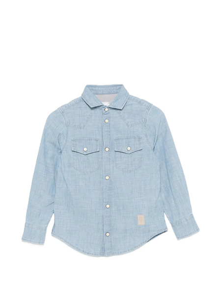  Eleventy Kids Pocket Long-sleeve Shirt - Blue 