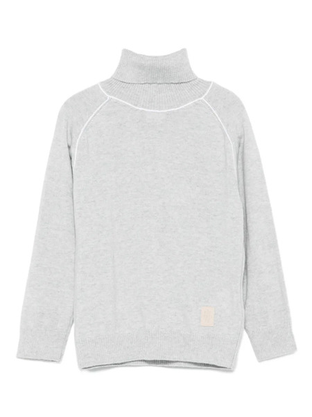  Eleventy Kids Roll-neck Wool Sweater - Grey 