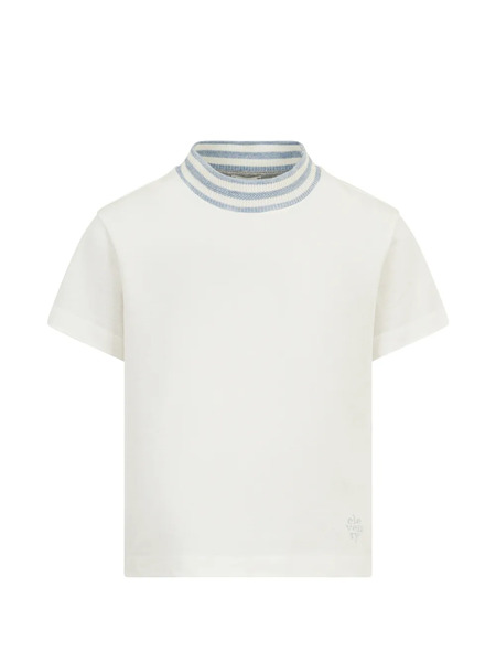  Eleventy Kids Striped Funnel Neck T-shirt - Neutrals 