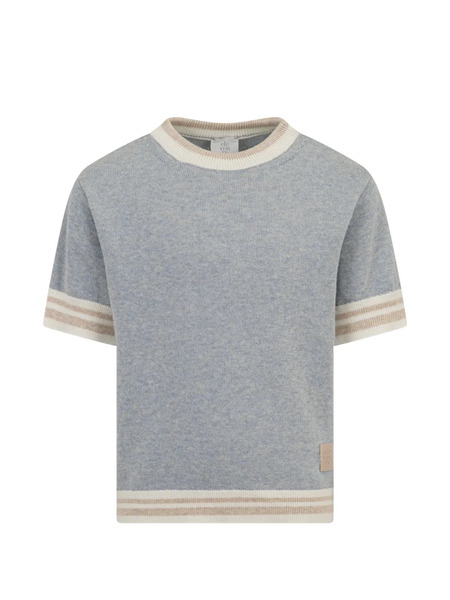  Eleventy Kids Striped Knitted T-shirt - Blue 