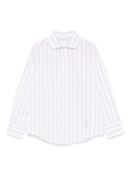  Eleventy Kids Striped Shirt - White 