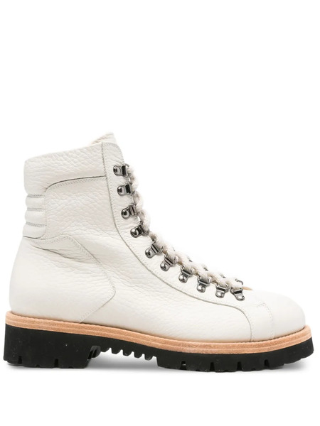  Eleventy Lace-up Leather Boots - White 