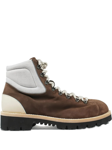  Eleventy Lace-up Zip Boots - Brown 