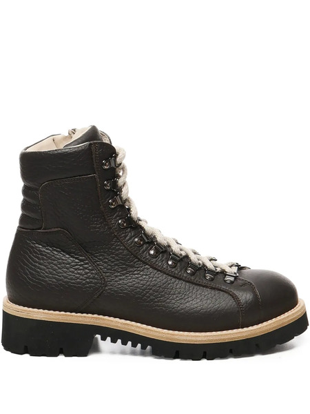 Eleventy Leather Lace-up Boots - Brown 