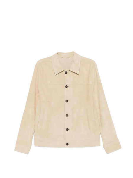  Eleventy Leather Shirt Jacket - Neutrals 