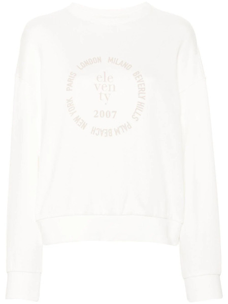  Eleventy Logo-print Cotton Sweatshirt - White 