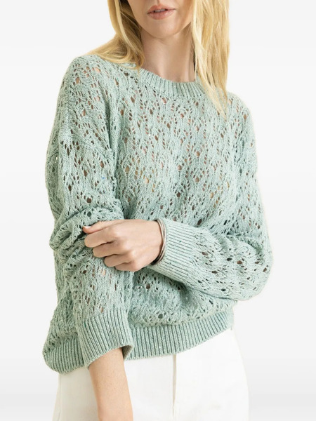  Eleventy Long Sleeve Crew-neck Sweater - Green 