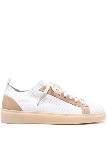  Eleventy Panelled Knitted Sneakers - White 