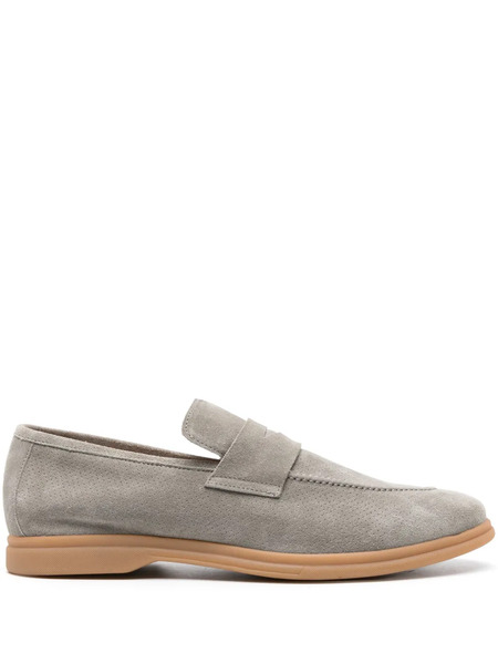  Eleventy Perforated Suede Penny Loafers - Green 