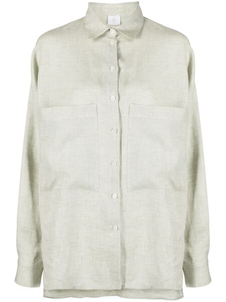  Eleventy Plain Linen Shirt - Green 